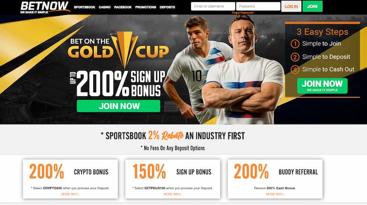 A snapshot of BetNow, one of our top rated online gambling real money sites.